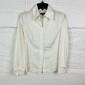 BAGARI white longsleeve button up collar stretch business, casual shirt large